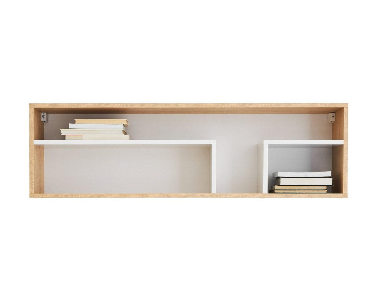 Deine Möbel 24 KINDER-WANDREGAL Eiche, Weiß, Grau 105cm × 22cm × 30cm