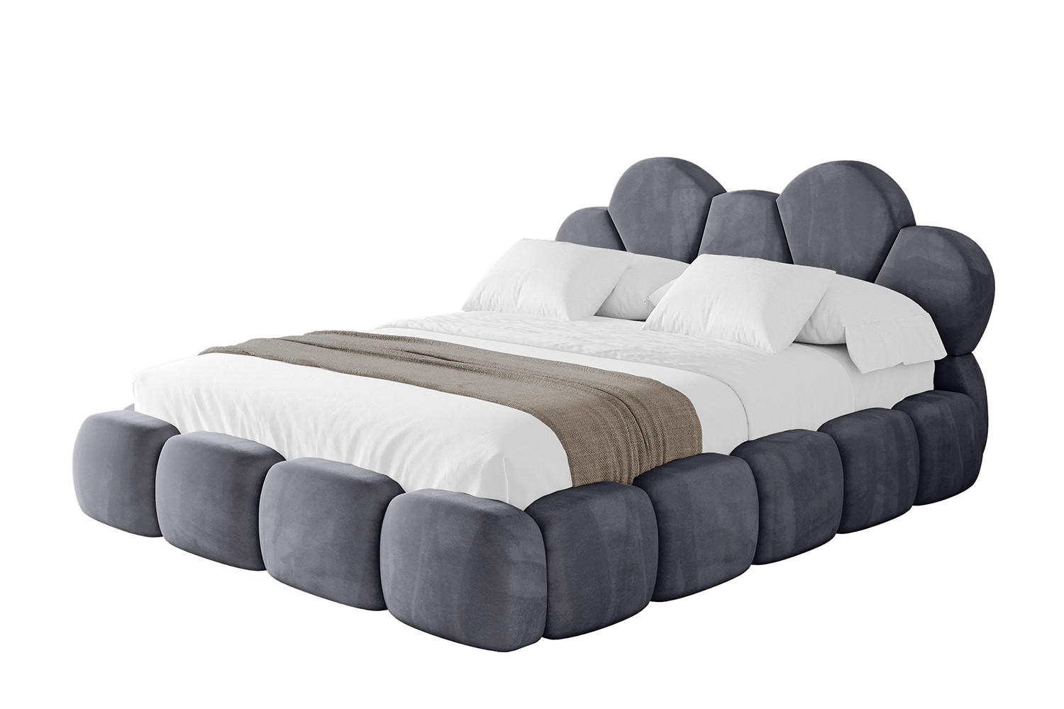 POLSTERBETT mit Bettkasten und Lattenrost, Boxbett ohne Matratze - LANA 200x200 Dunkelgrau - Dunkelgrau, Holzwerkstoff/Textil (200/200cm) - ALTDECOR