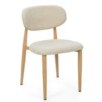 STUHL ALMO gepolstert Beine in Holzoptik - creme - Chenille - Eichefarben/Creme, Textil/Metall (47/77/54cm) - NEW HOME