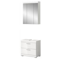 BADMÖBEL-SET weiß Hochglanz 2-teilig 60 cm, Kombination mit Spiegelschrank - Weiß Hochglanz, Glas/Holzwerkstoff (60/191/37cm) - Inn.Furn