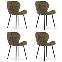 STUHL Braun 46x53 cm MANGO Samtbezug 4 Stück - Braun, Kunststoff (46/49/53cm)