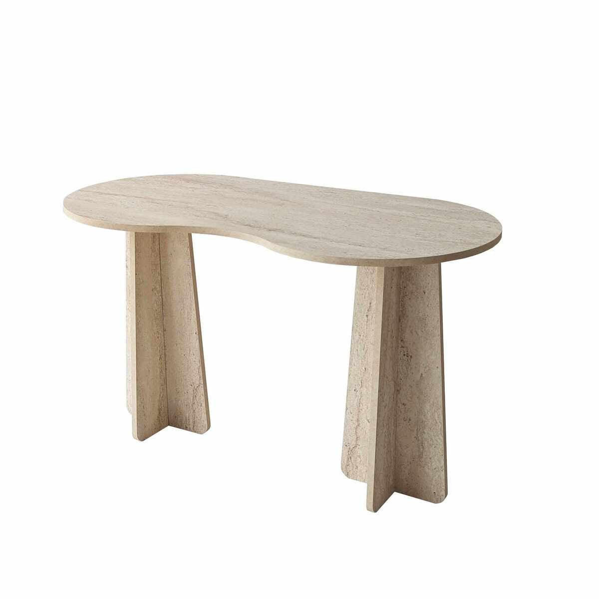 SCHREIBTISCH mit organisch-form Tischplatte 120/60/75 cm - Beige, Holzwerkstoff (120/60/75cm) - Calicosy