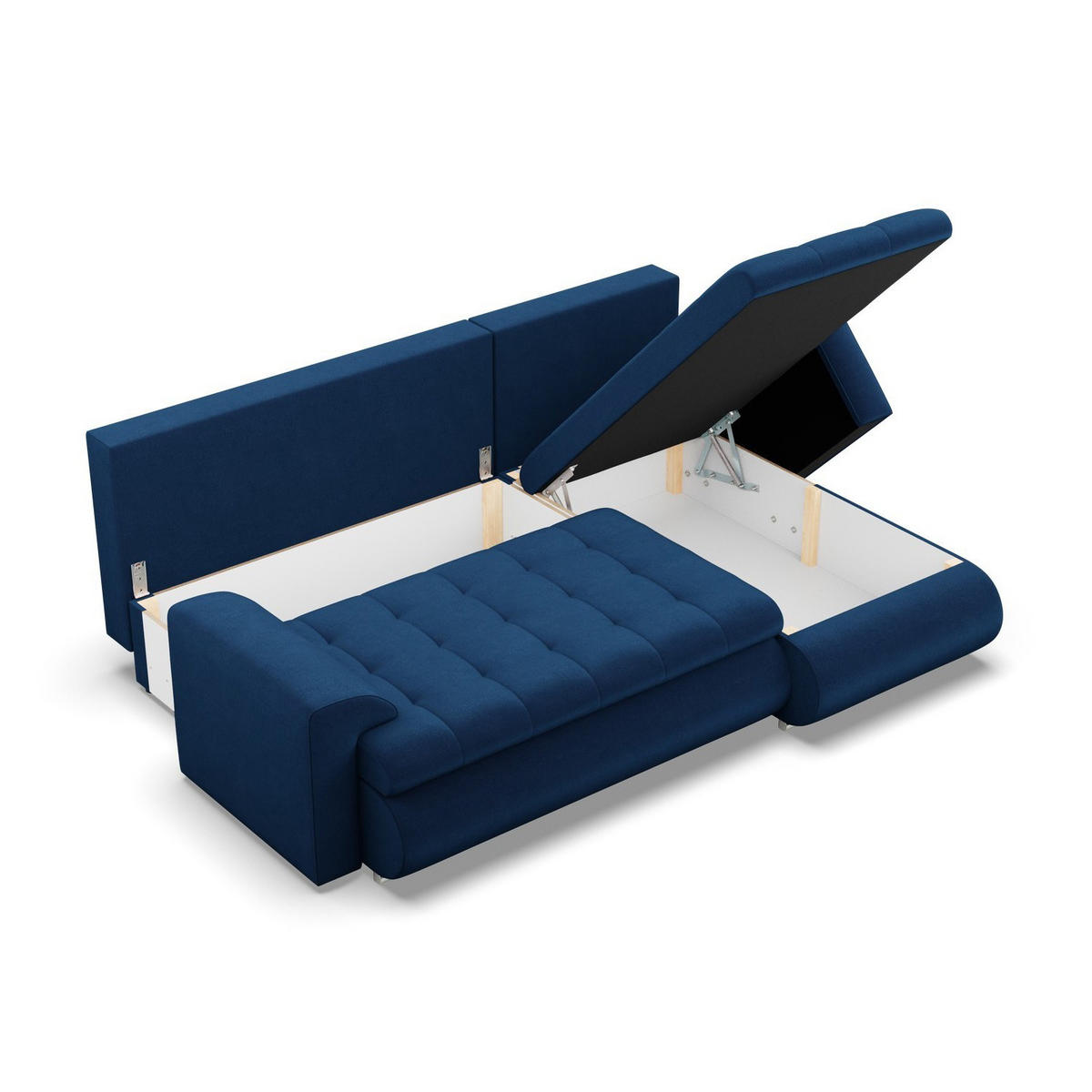 ECKSOFA RECHTS MIT SCHLAFFUNKTION FORESTA, Dunkelblau - Dunkelblau, Textil (230/159cm) - Mebligo