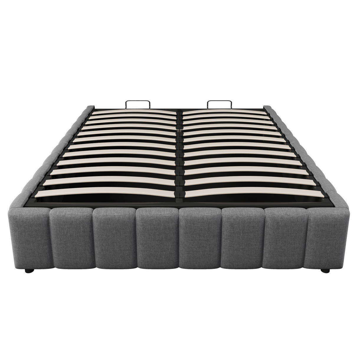 POLSTERBETT 140/200 cm mit Bettkasten in Grau – ohne Kopfteil, puristisches Design - Grau, Textil (140/200cm) - BEAOK