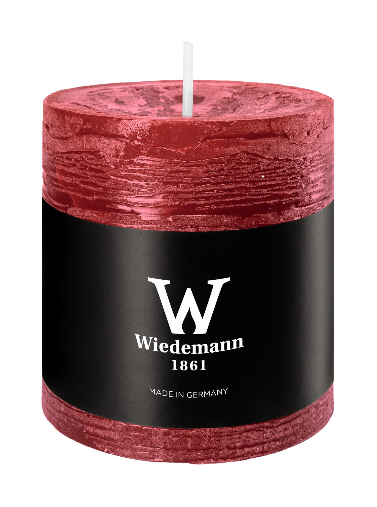 STUMPENKERZE Rustik Marble Style Bordeaux 80 x Ø 68 mm, 1 Stück - Bordeaux, Paraffin (7/8cm) - Wiedemann Kerzen