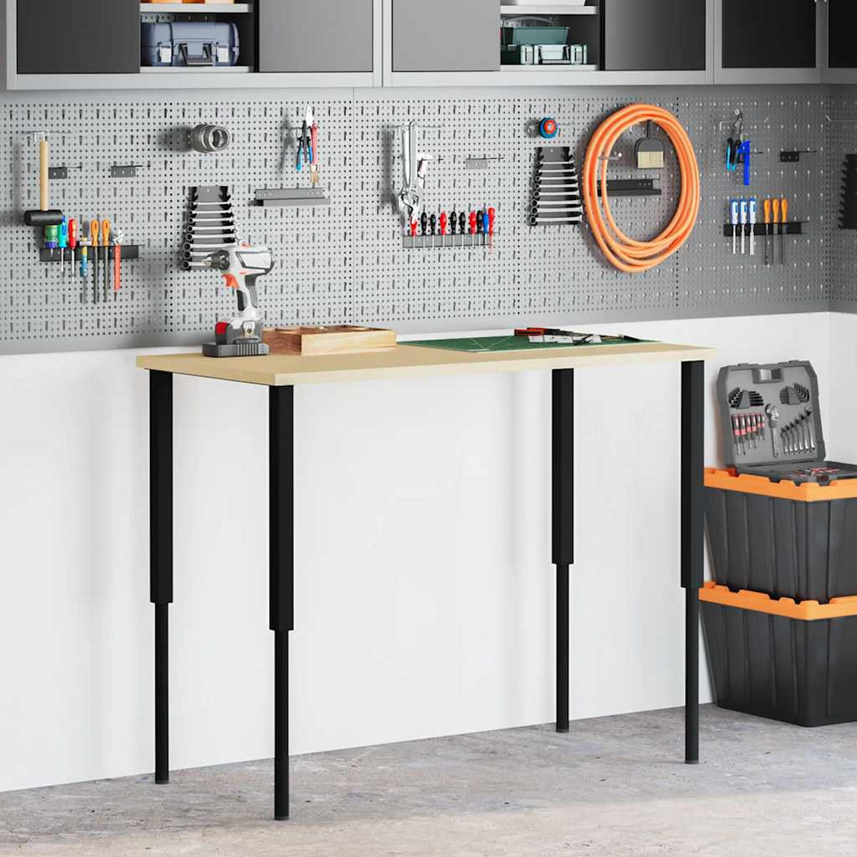 WERKBANKGESTELL Verstellbar 2 Stk. Metall 55/(69-95,5) Cm - Schwarz, Metall (55/95.5/4cm) - vidaXL