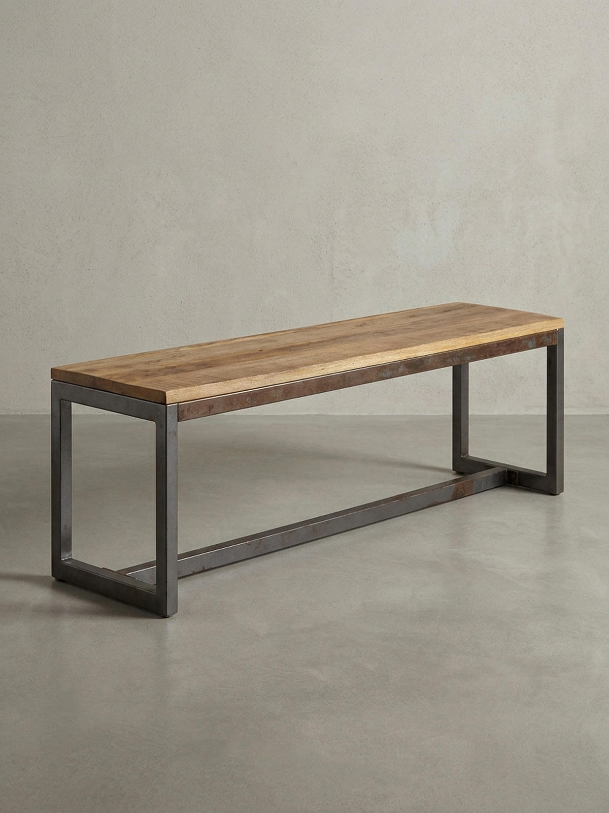 SITZBANK – Mango Massivholz/Metall, Vintage - Anthrazit/Braun, Holz/Metall (120/46/45cm) - KADIMA DESIGN