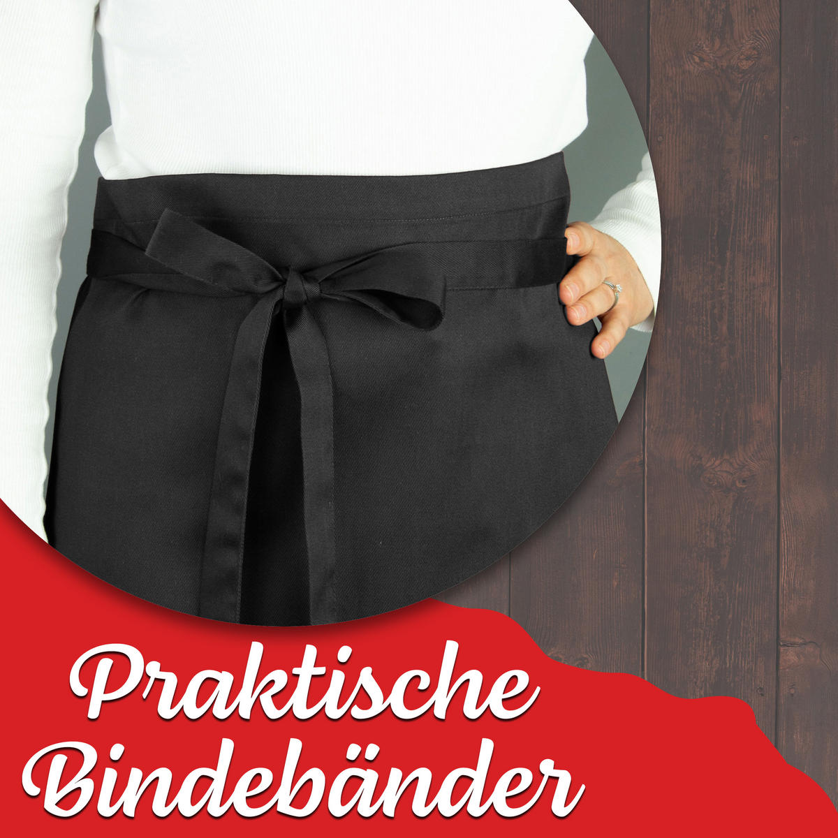 SCHÜRZE , Einheitsgröße, 65% Polyester, 35% Baumwolle, Schwarz - Schwarz, Textil (95/100cm) - Zollner