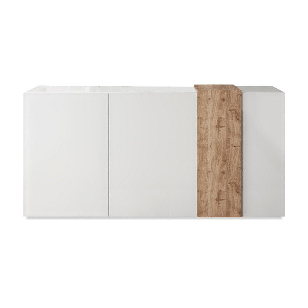 SIDEBOARD 3 Türen Pluton - L181 cm - Weiß, Holz/Holzwerkstoff (44/84/181cm) - Calicosy