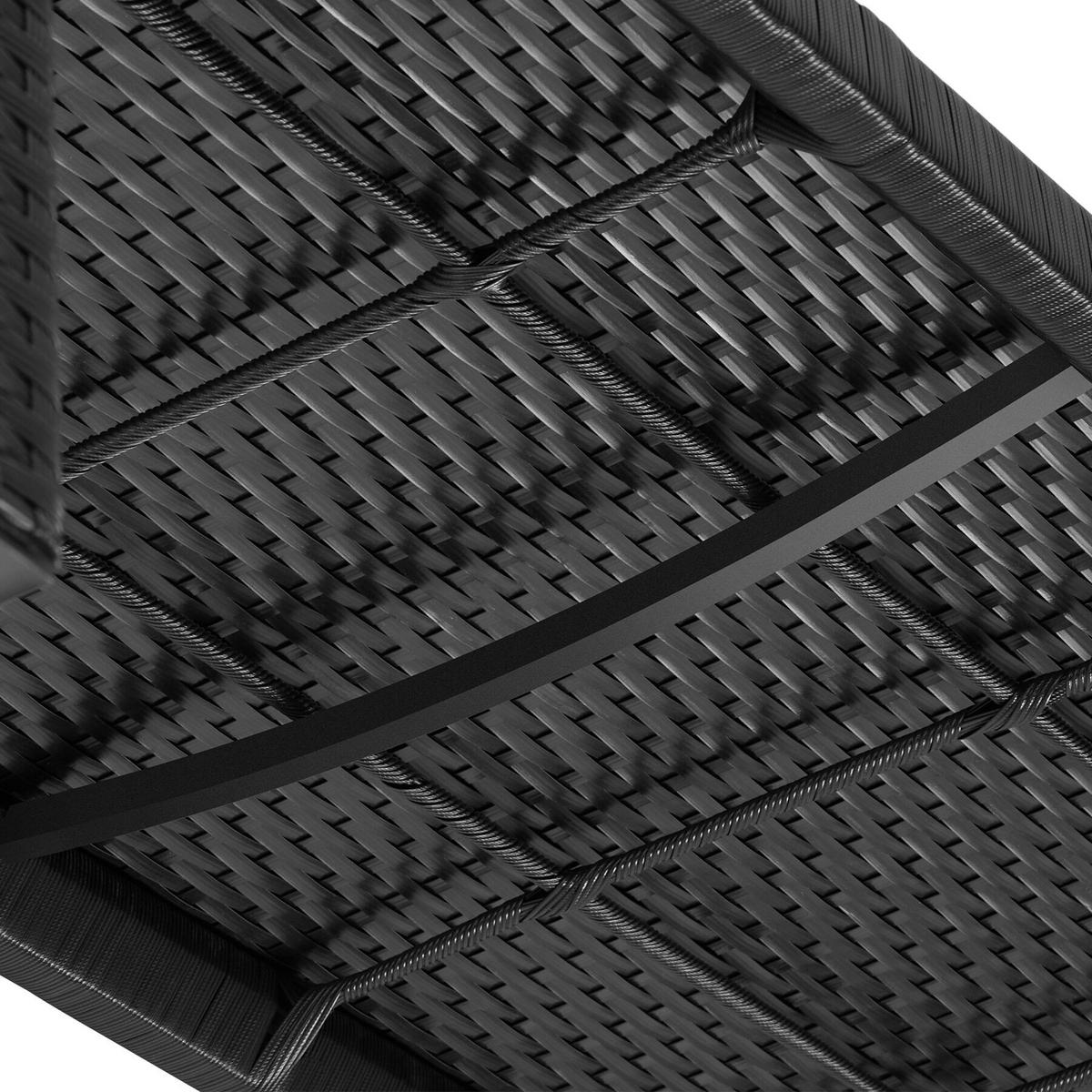 RATTAN-GARTENBANK Murat, 125 x 62,5 x 90 cm, inklusive Schutzhülle, schwarz - Schwarz, Kunststoff (125/90/62.5cm) - tectake
