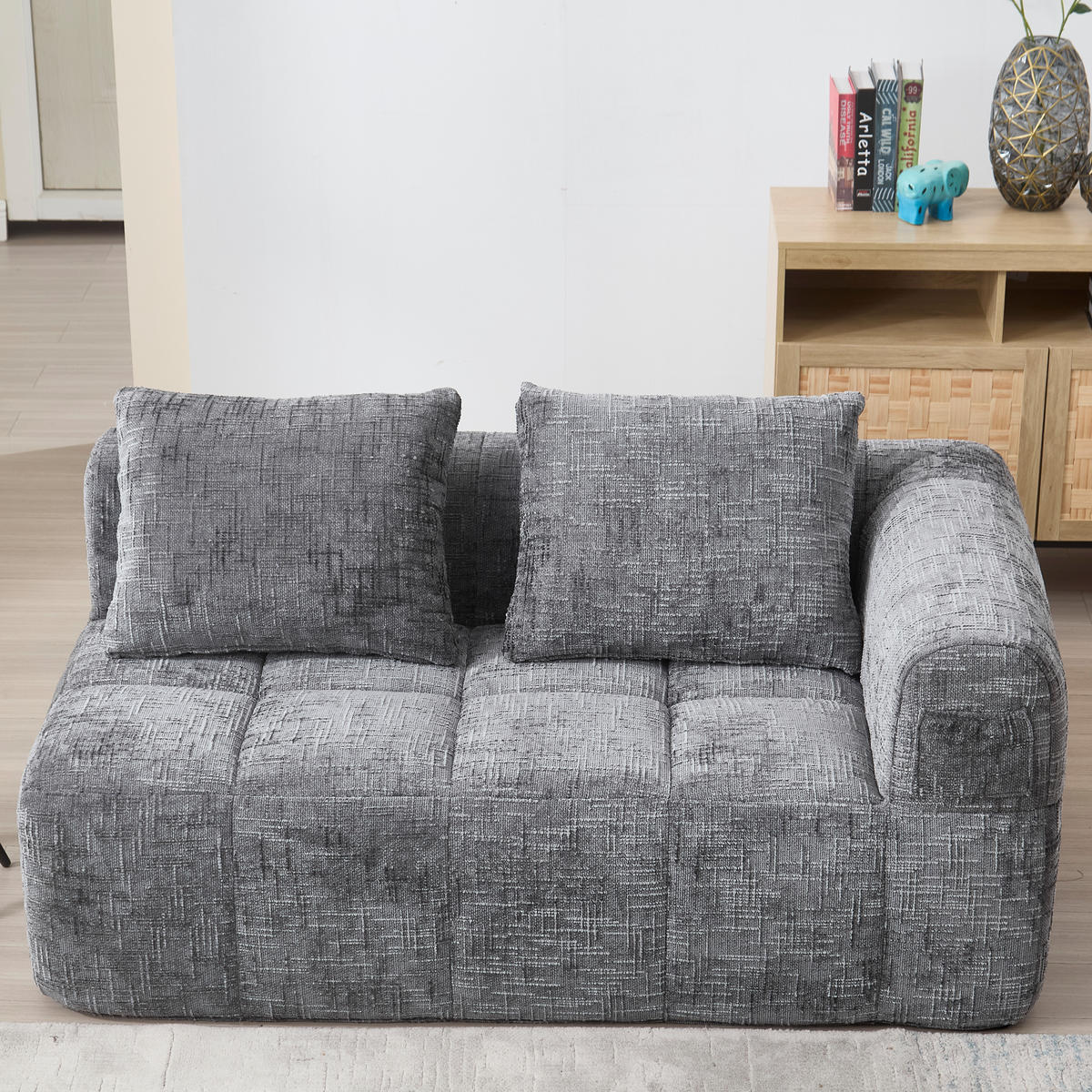 2-SITZER Sofa Chenille mit Chaiselongue und Seitentaschen 158/90/60 cm Grau - Grau, Textil (60/158/90cm) - Redom