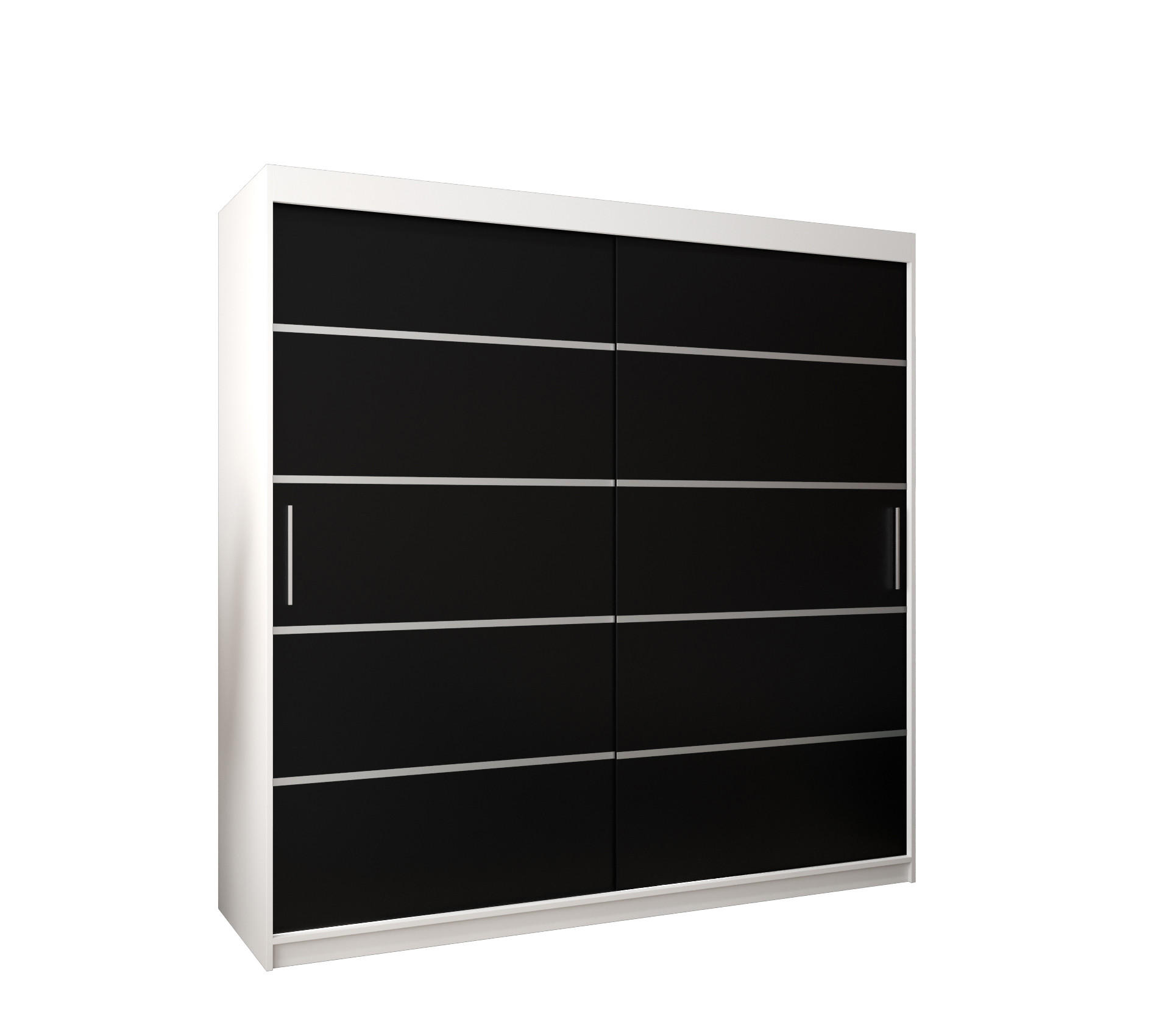 Abiks Möbel Schwebetürenschrank Weiß, Schwarz, Silber 200x200x62 cm