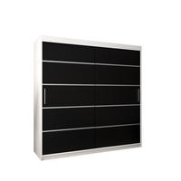 SCHWEBETÜRENSCHRANK 200/200/62 2-türig - Silberfarben/Schwarz, Holz/Kunststoff (200/200/62cm) - MÖBEL KRYSPOL