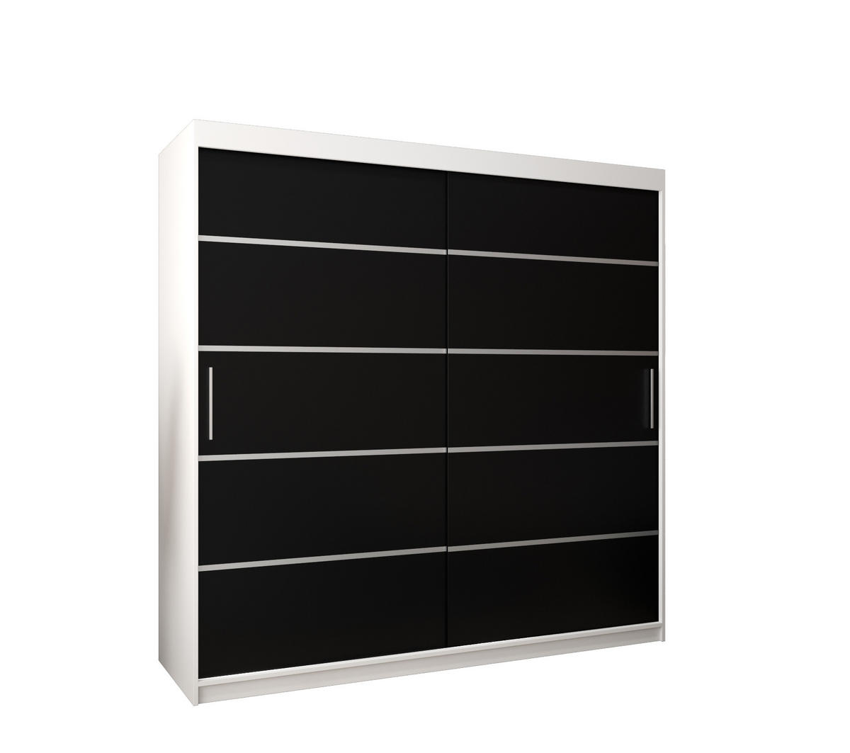 SCHWEBETÜRENSCHRANK 200/200/62 2-türig - Silberfarben/Schwarz, Holz/Kunststoff (200/200/62cm) - MÖBEL KRYSPOL