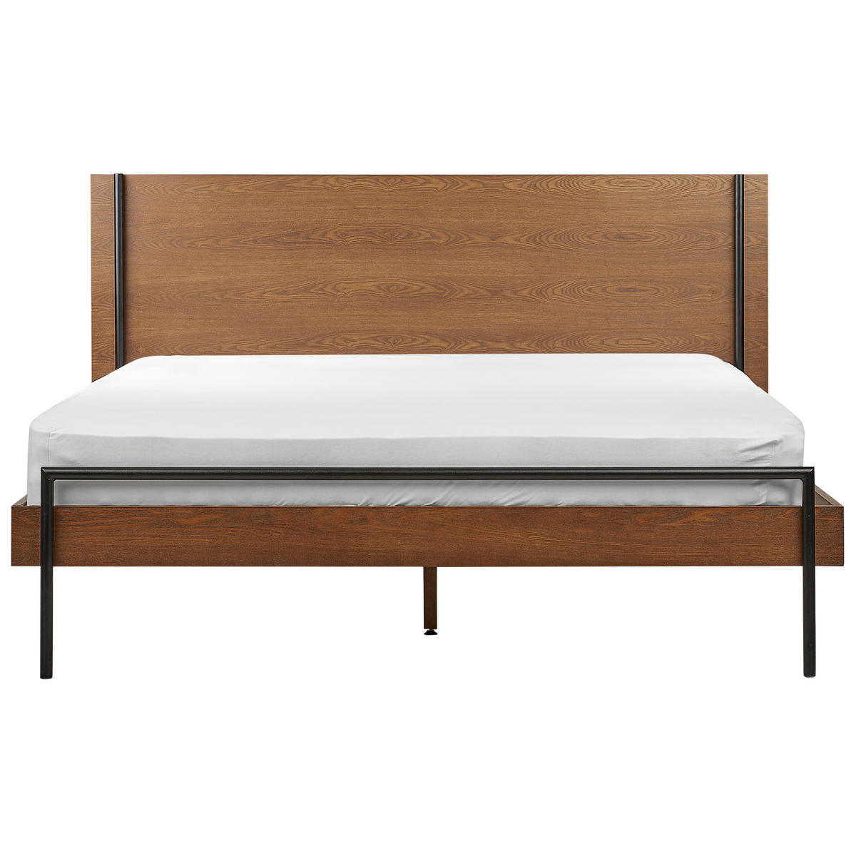 BETT mit Lattenrost 160/200 cm MDF-Platte Dunkelbraun Libermont - Dunkelbraun, Holz (160/200cm) - Beliani