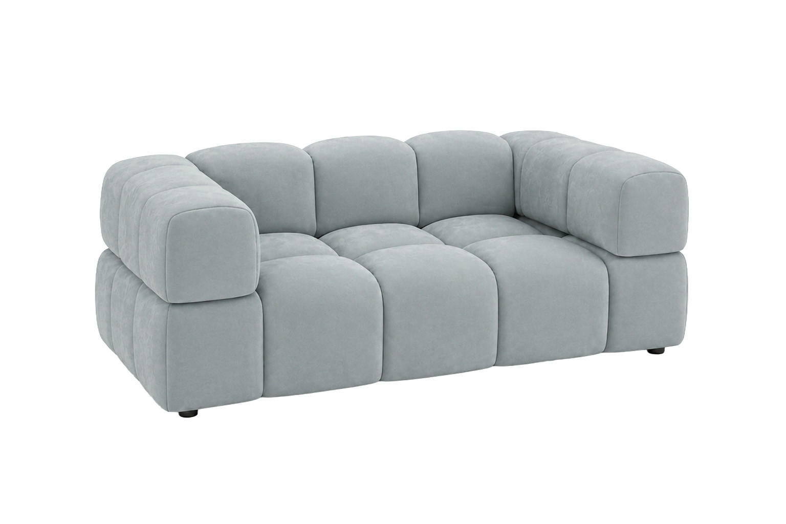 SOFA 2-Sitzer, Couch, Veloursstoff Bluvel, Blaugrau, Averro - Blaugrau, Holz (200/70/96cm) - Kaiser Möbel