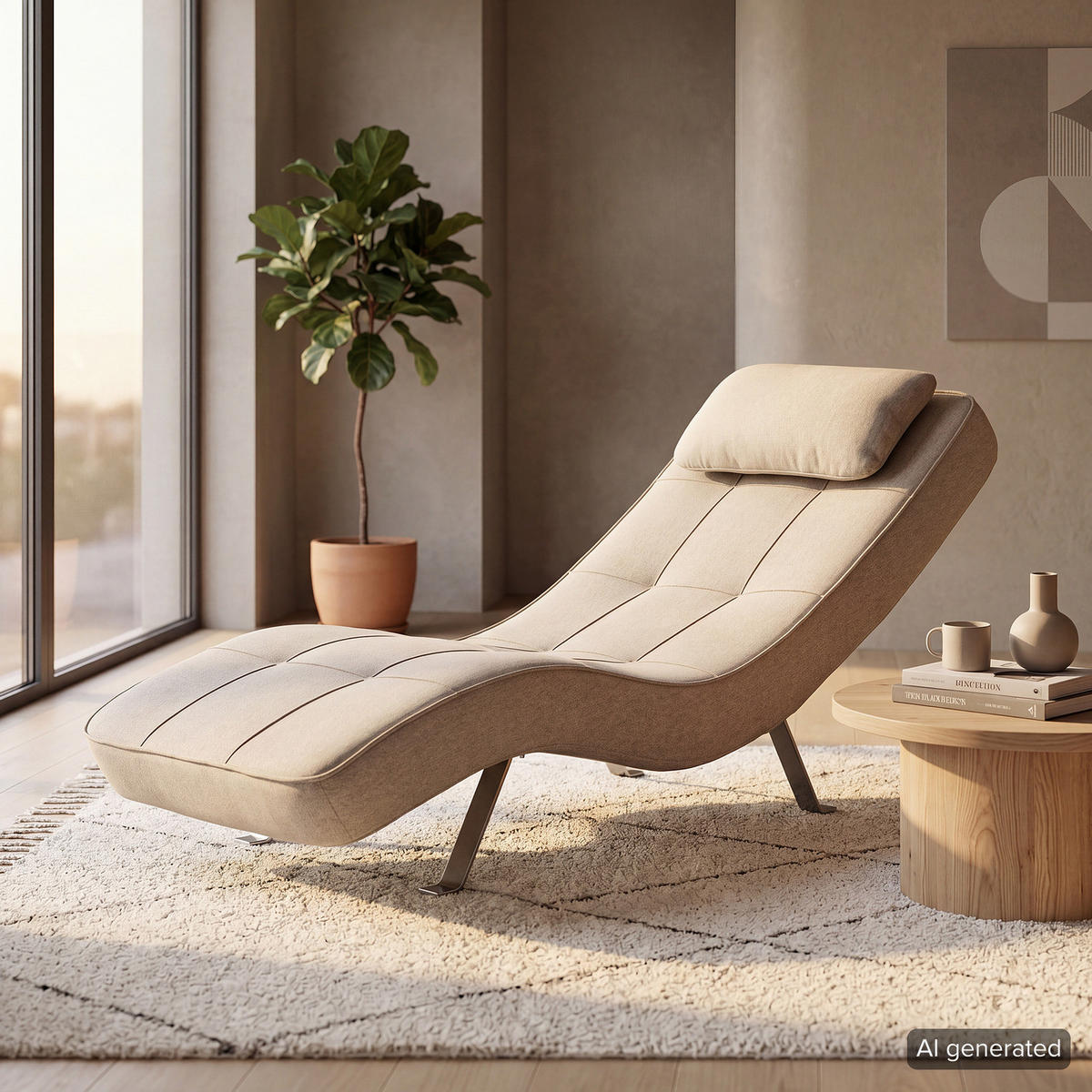 RELAXLIEGE - Chromfarben/Beige, Textil/Metall (70/80/170cm) - home24
