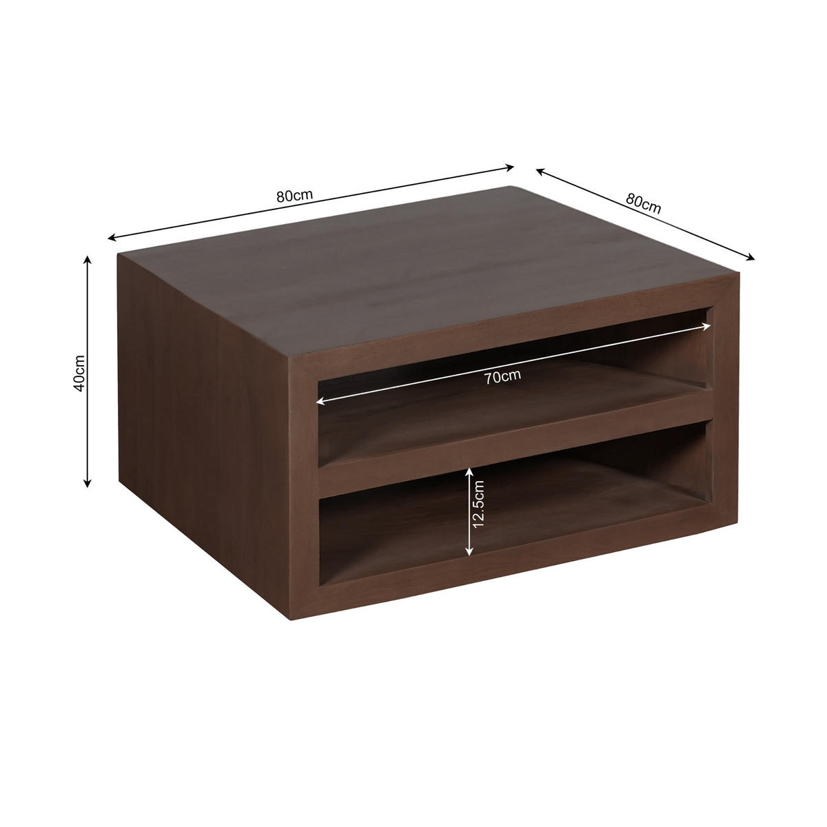 COUCHTISCH Brussel Braun 80/80/40 cm - Braun, Holz (80/80/40cm) - Starfurn