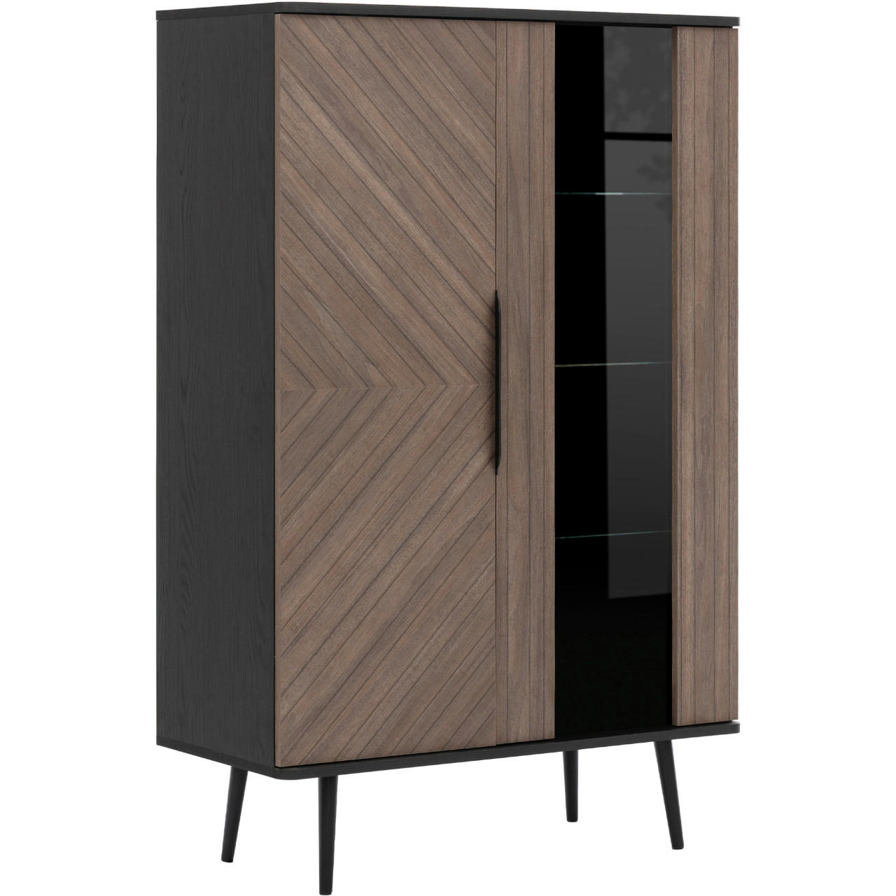 VITRINE PINELLO 05 - Schwarz/Braun, Holzwerkstoff (90/140/41cm)