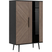 VITRINE PINELLO 05 - Schwarz/Braun, Holzwerkstoff (90/140/41cm)