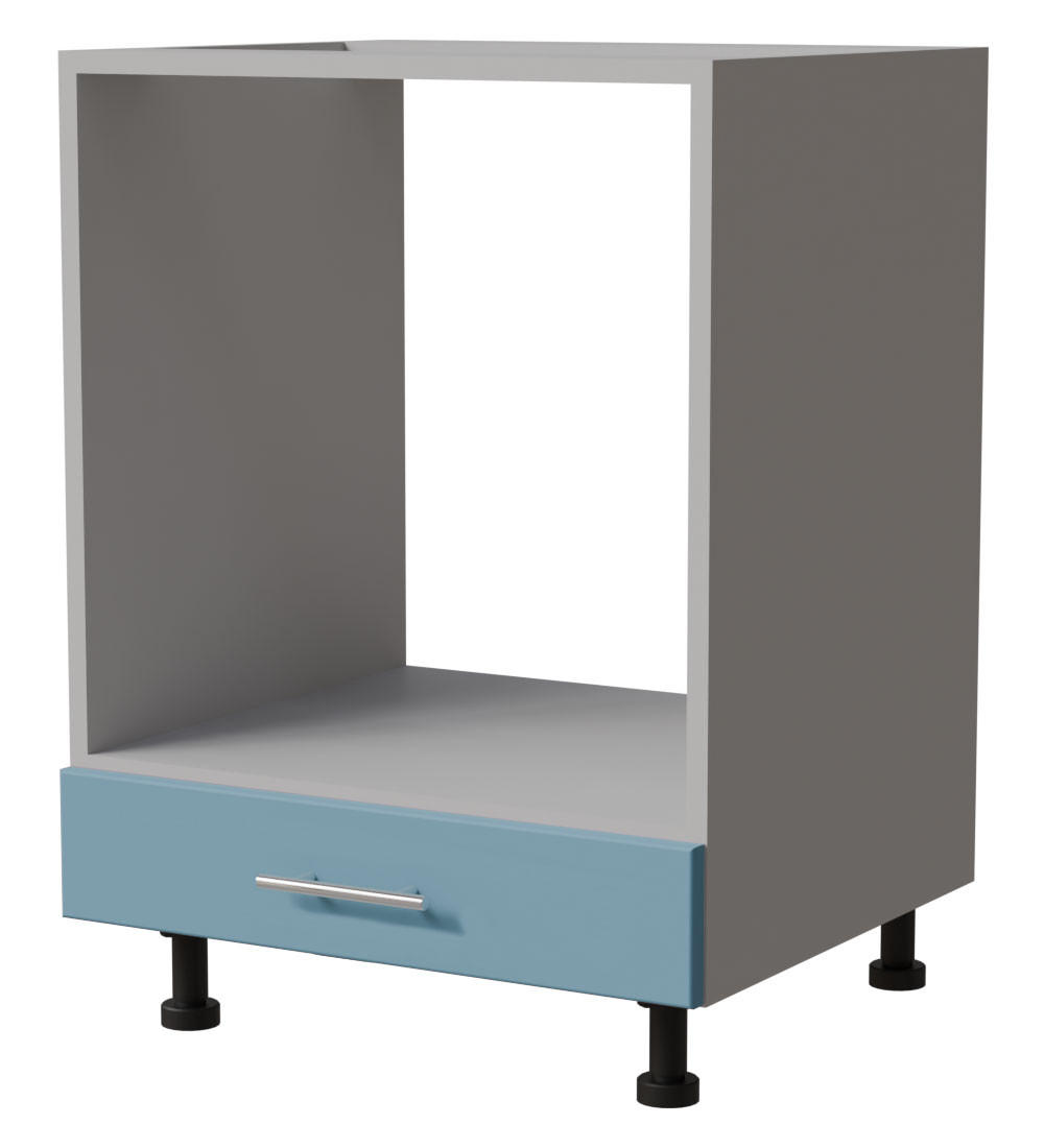HERDUMBAUSCHRANK Bari D11K/60 Grau / RAL 5024 pastellblau 60 / 50 / 82cm - Blau/Grau, Holz/Holzwerkstoff (60/82/50cm) - Feldmann-Wohnen