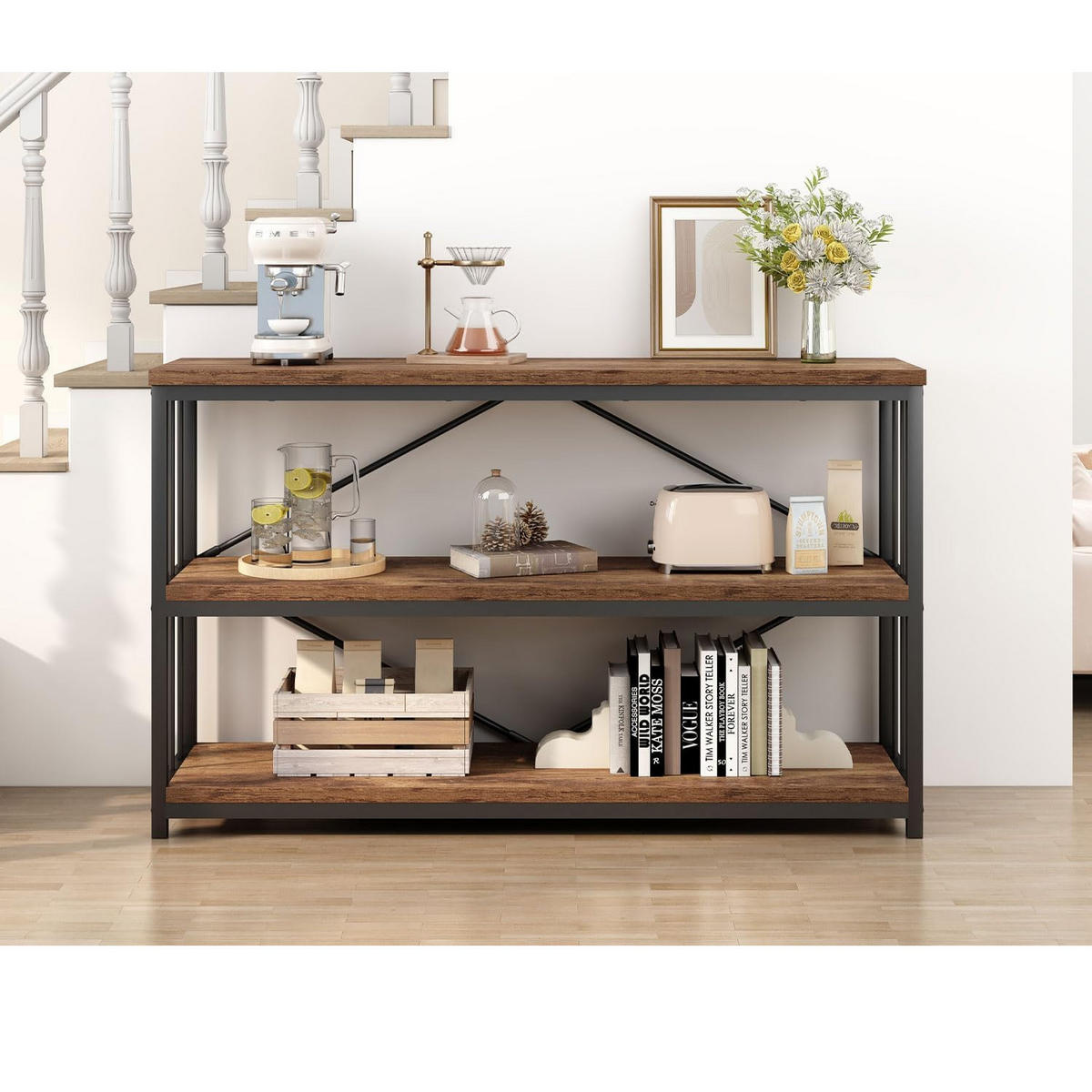 KONSOLENTISCH Metall Holz Industrial Design 120 x 34 x 74 cm - Wildeiche, Holzwerkstoff/Metall (34/120/74cm) - Quality Elegance