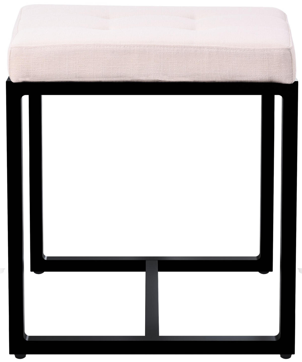 SITZWÜRFEL eckig 40/40/48 cm Stoff creme - Creme/Schwarz, Textil/Metall (40/48/40cm) - CLP