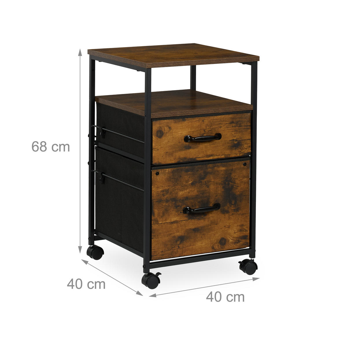 ROLLCONTAINER - Multicolor, Holzwerkstoff/Textil (40/68/40cm) - Relaxdays