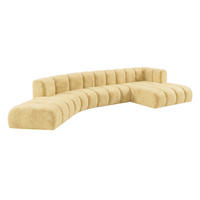 ECKSOFA Modulares In L-Form, Velvet-Stoff Riviera, Buttergelb, Rechts, GRAND Round - Hellgelb, Holz (445/179cm) - Kaiser Möbel