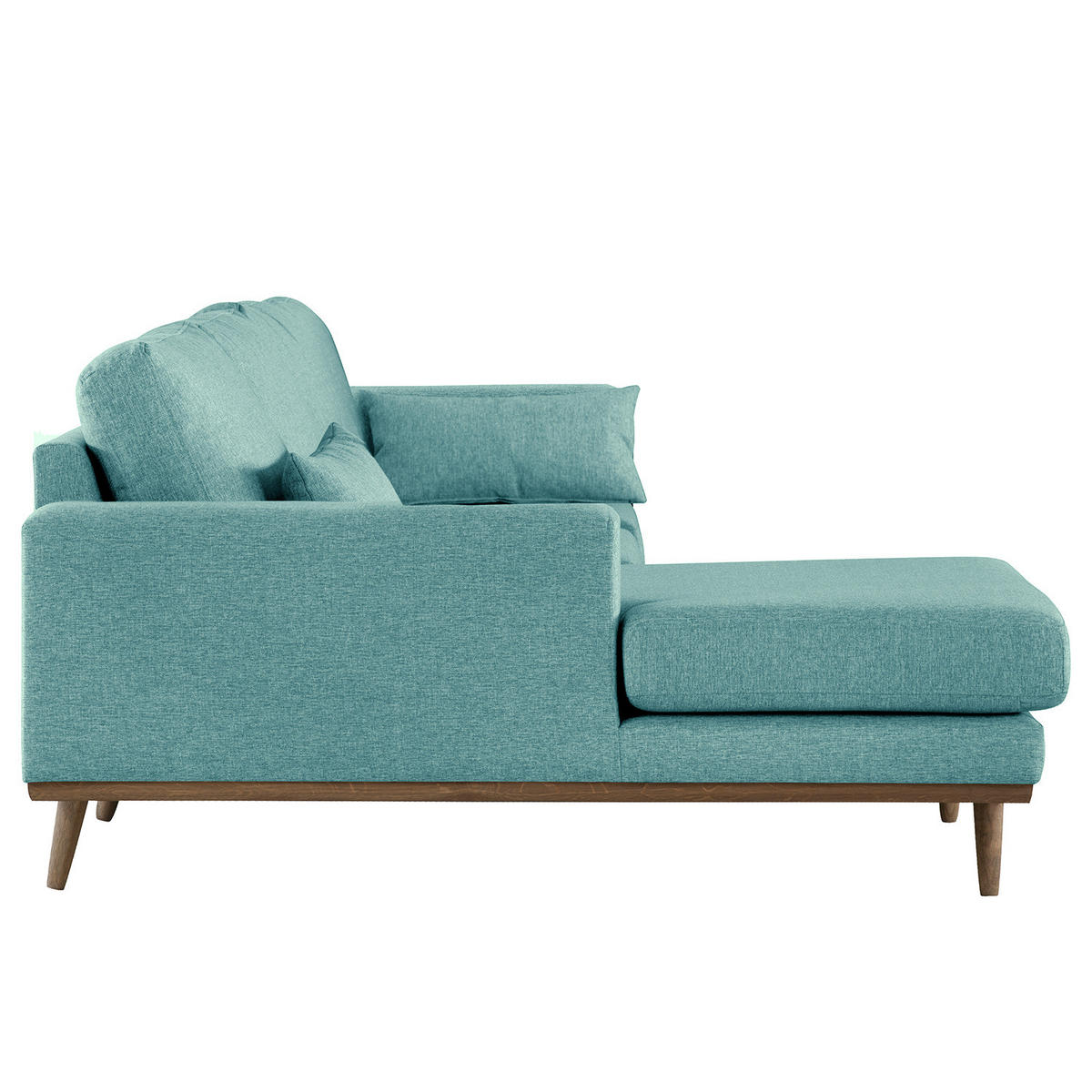 ECKSOFA mit Longchair - Eichefarben/Petrol, Eichenholz/Textil (281/153cm) - home24