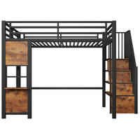 HOCHBETT 140/200 cm mit Eisenrahmen Schwarz, Ablageleiter und Stauraum - Schwarz, Metall