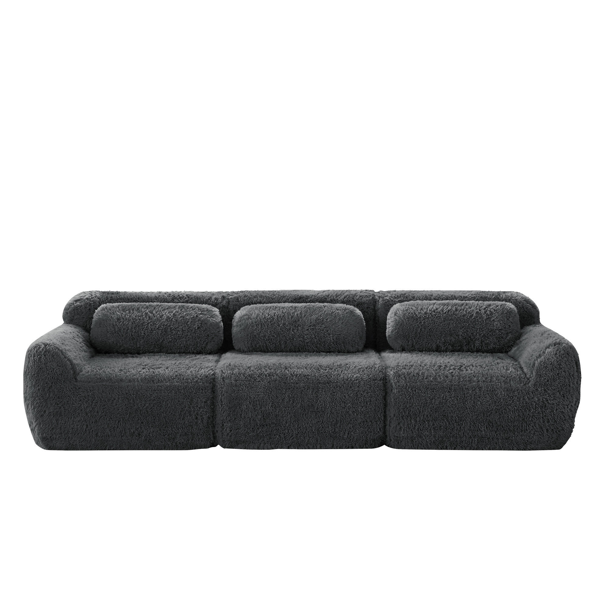 3-SITZER Sofa aus Plüsch mit modularem Design Grau - Grau, Textil (104/73/291cm) - Modenvie