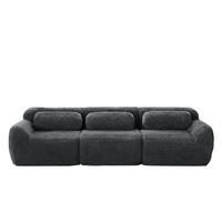 3-SITZER Sofa aus Plüsch mit modularem Design Grau - Grau, Textil (104/73/291cm) - Modenvie