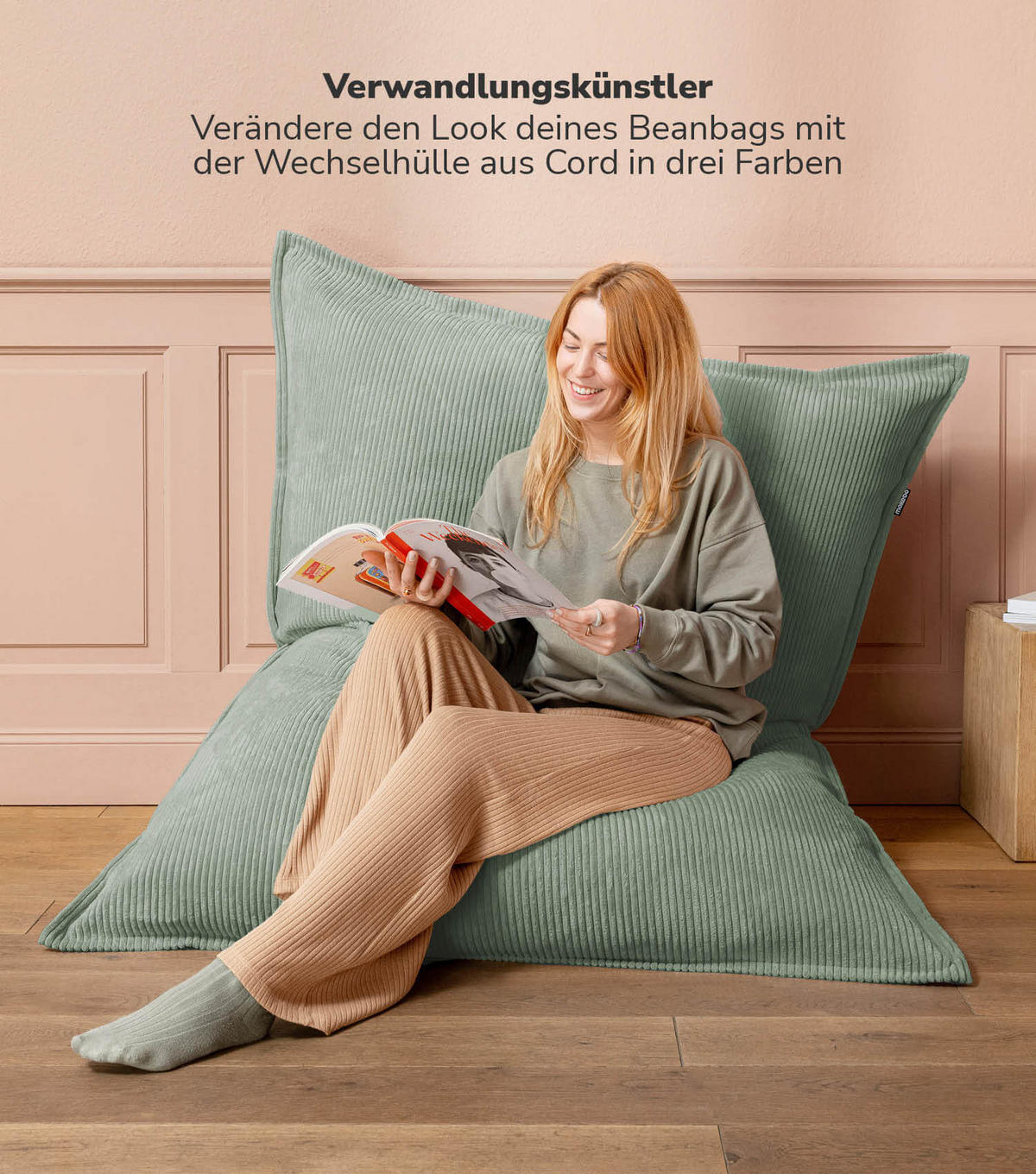 SITZSACK BEZUG Das Kuschel-Cover - Mintgrün, Textil (130/20/170cm) - Mokebo