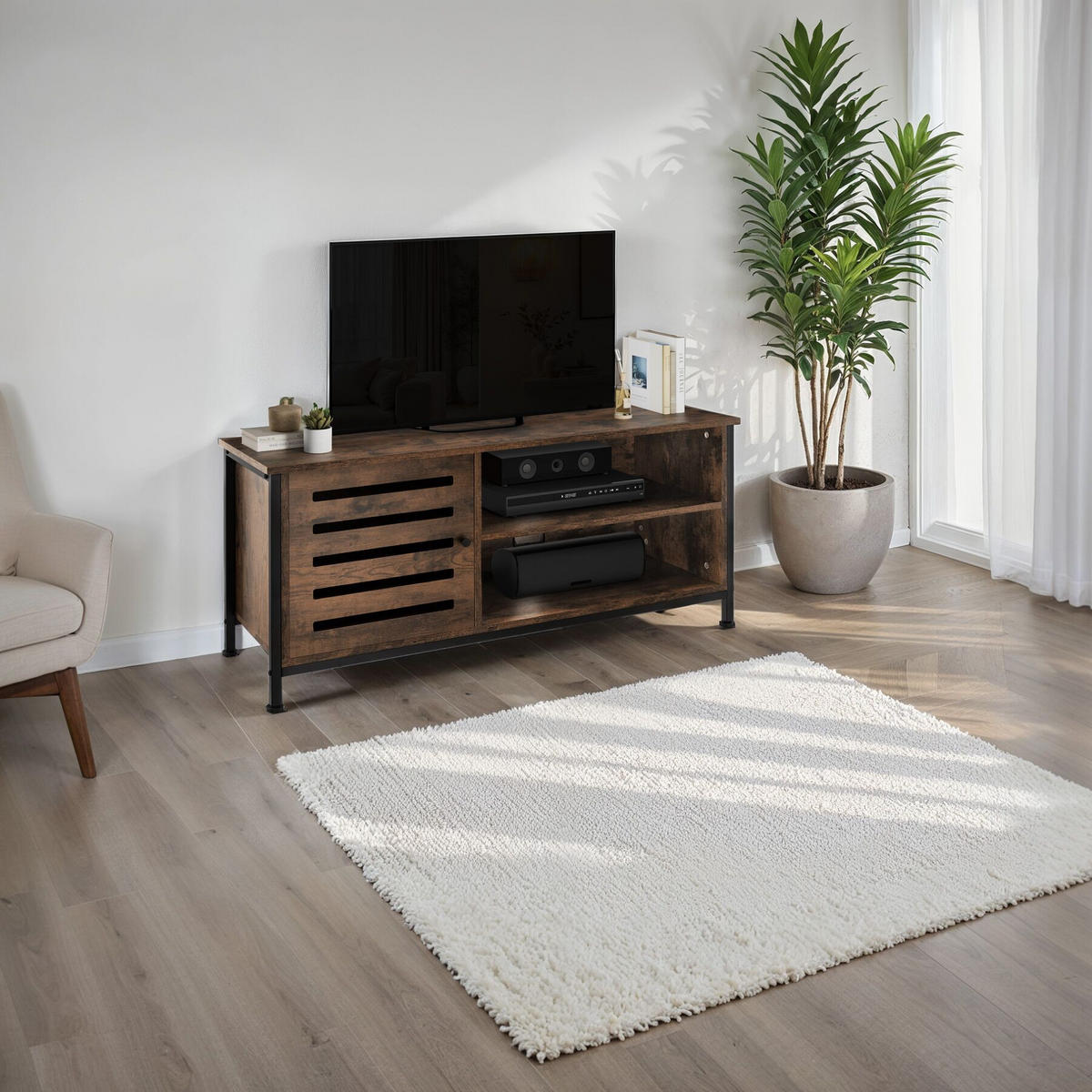 TV-BOARD Galway,110 x 41,5 x 50,5 cm,Industrial Holz dunkel, rustikal - Rostfarben, Holzwerkstoff (41.5/50.5/110cm) - tectake