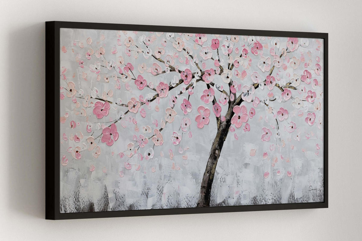 ACRYLBILD HANDGEMALT 120/60 cm - Pink/Grau, Holz/Textil (120/60cm) - KUNSTLOFT