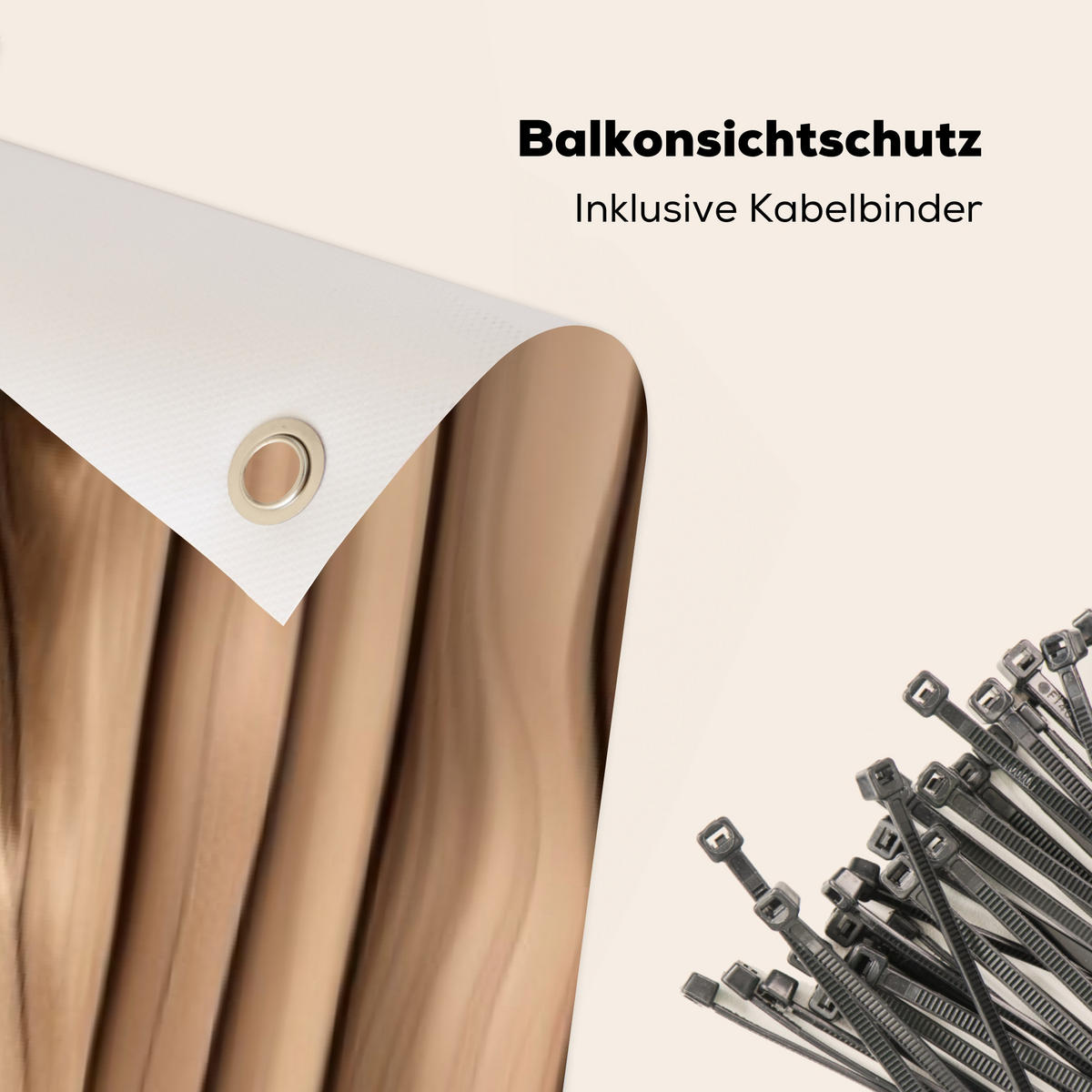 BALKON-SICHTSCHUTZ Holz - Stiel - Hellbraun - Ahornfarben, Kunststoff (300/75cm) - MuchoWow
