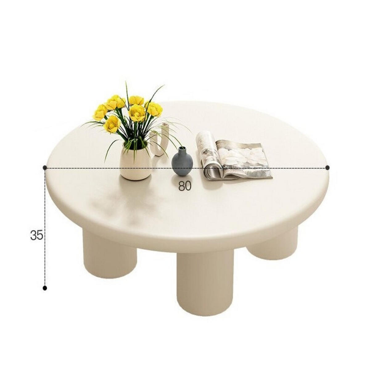 GARTENTISCH, Tischplattendurchmesser 80 cm, Höhe 35 cm - Weiß, Metall (80/80/35cm)