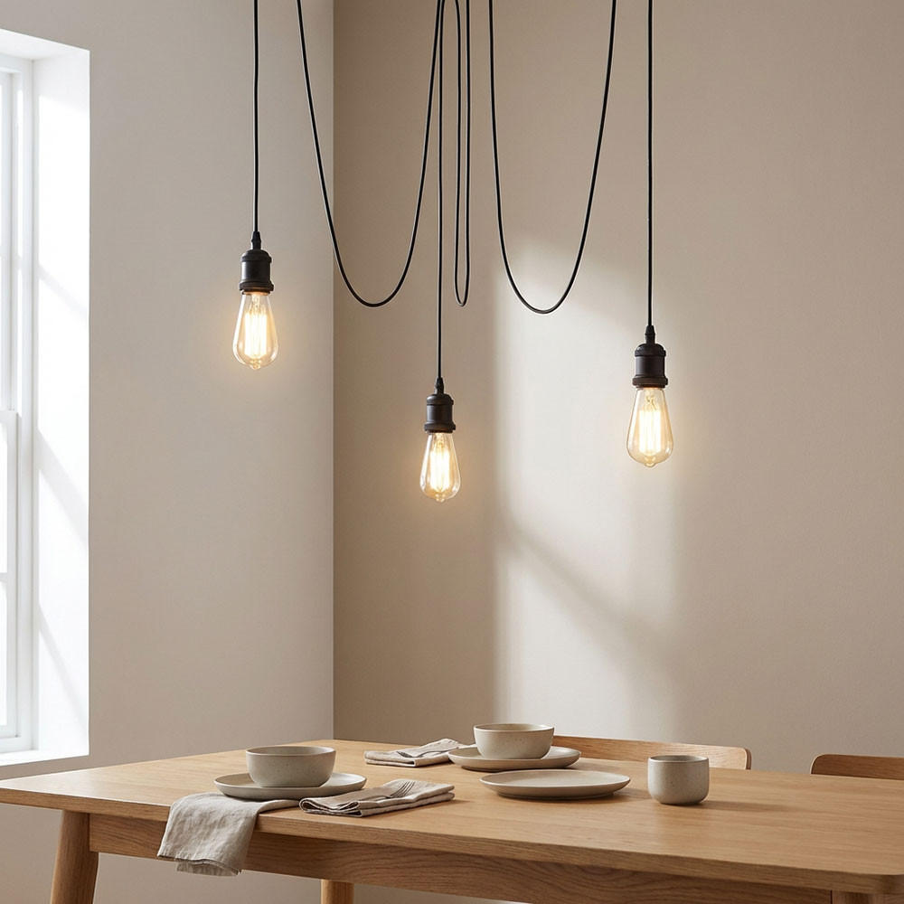 HÄNGELEUCHTE OLIVER Metall Schwarz, 3-flammig, LED - Schwarz, Metall (200/200/100cm) - Globo Lighting