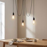 HÄNGELEUCHTE OLIVER Metall Schwarz, 3-flammig, LED - Schwarz, Metall (200/200/100cm) - Globo Lighting