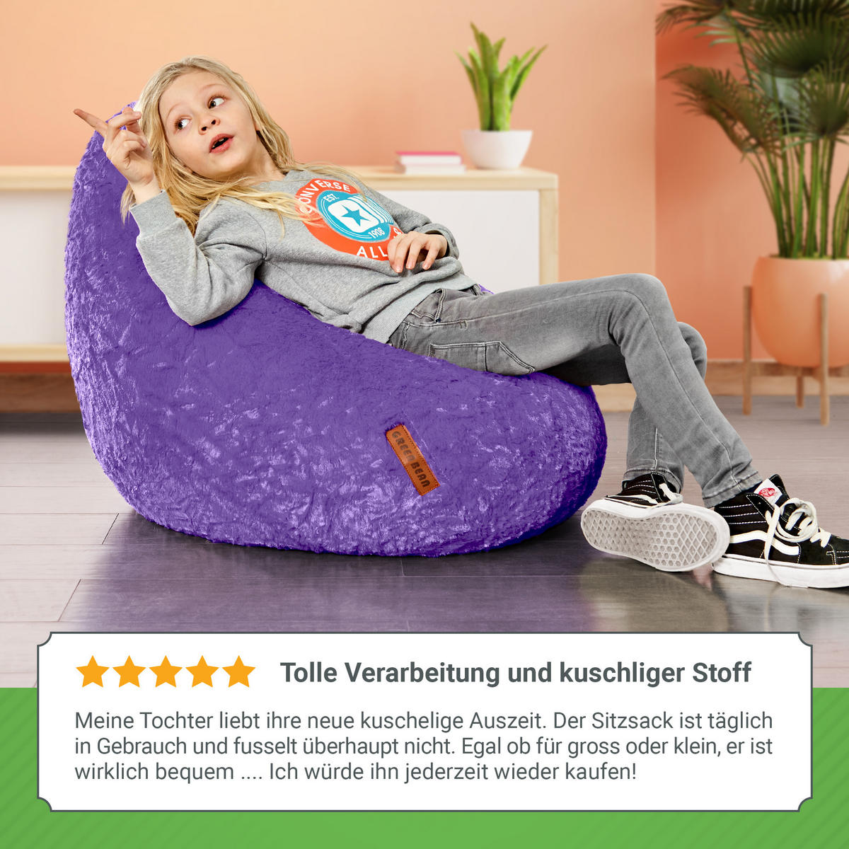 SITZSACK "Plüsch" 60x45x45cm - 120L - Lila, Textil (45/60/45cm) - Green Bean