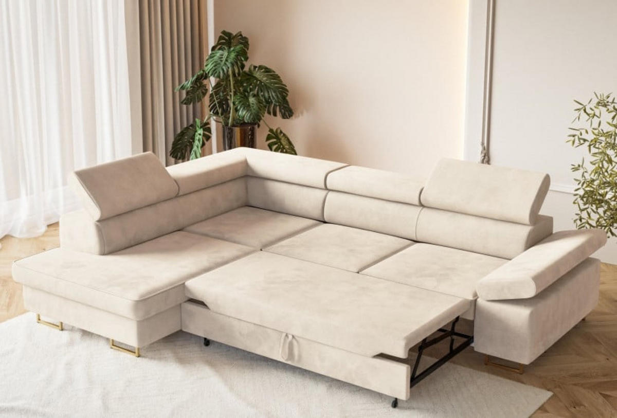 ECKSOFA Beige ALEX Mit Verstellbaren Kopfstützen Links - Beige, Textil (274/203cm) - Sepro Meble