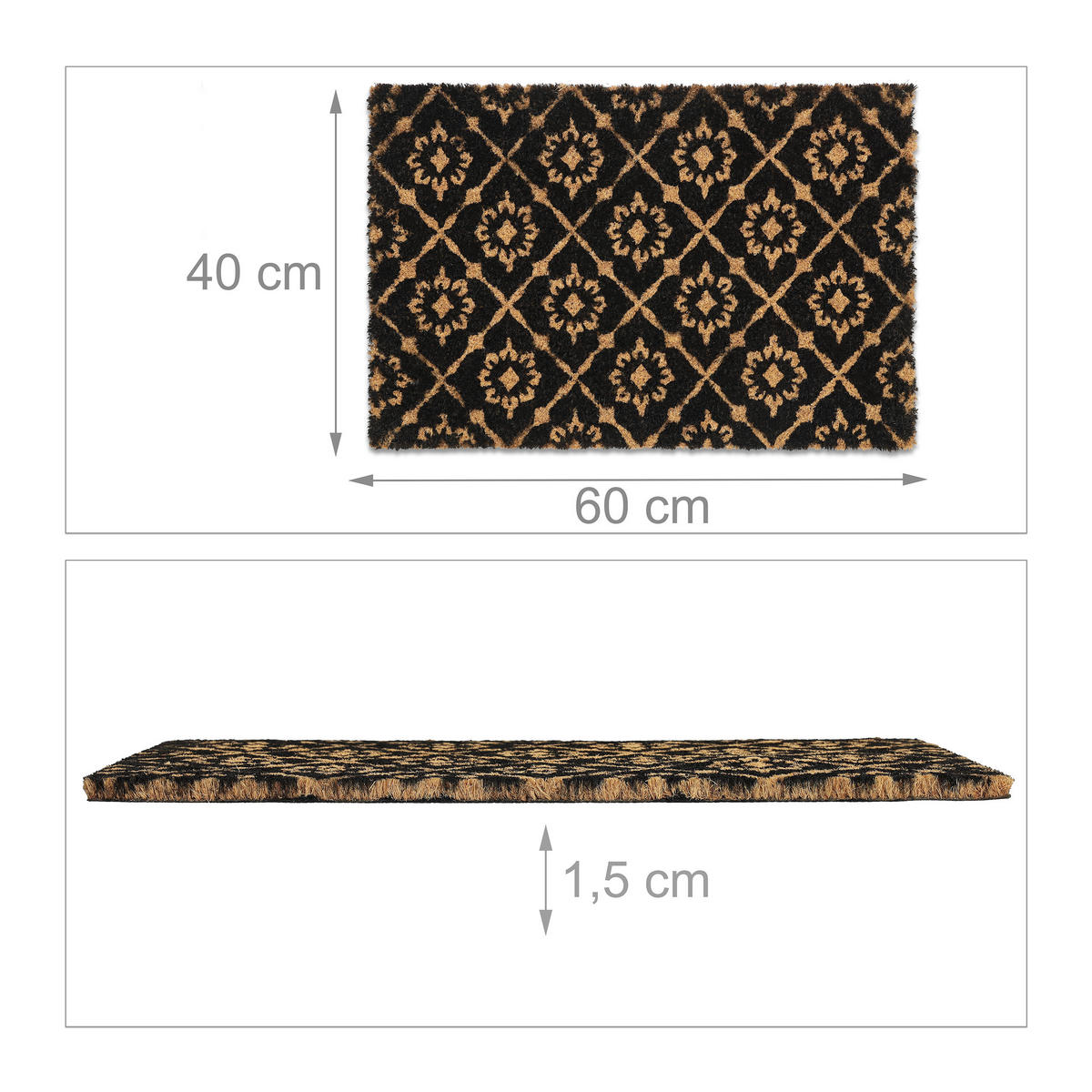 FUSSMATTE - Schwarz, Kunststoff/Textil (60/40cm) - Relaxdays