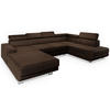WOHNLANDSCHAFT SIENA R-S Braun Velours-Stoff mit Schlaffunktion - Braun, Holz (335/89/190cm) - MASSENO