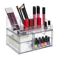 MAKE-UP-ORGANIZER - Transparent, Kunststoff (25.5/18/17.5cm) - Relaxdays