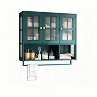 HÄNGESCHRANK in Dunkelgrün mit 3 Türen und Handtuchhalter für Badezimmer und Küche, B88/T26/H82,5 cm - Dunkelgrün/Transparent, Holzwerkstoff/Metall (88/82.5/26cm) - STILVORA
