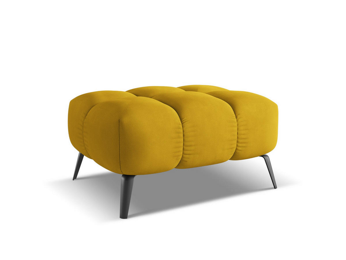 POUF Chenille Stoff Gelb - Currygelb/Gelb, Textil/Metall (78/41/60cm) - Makamii