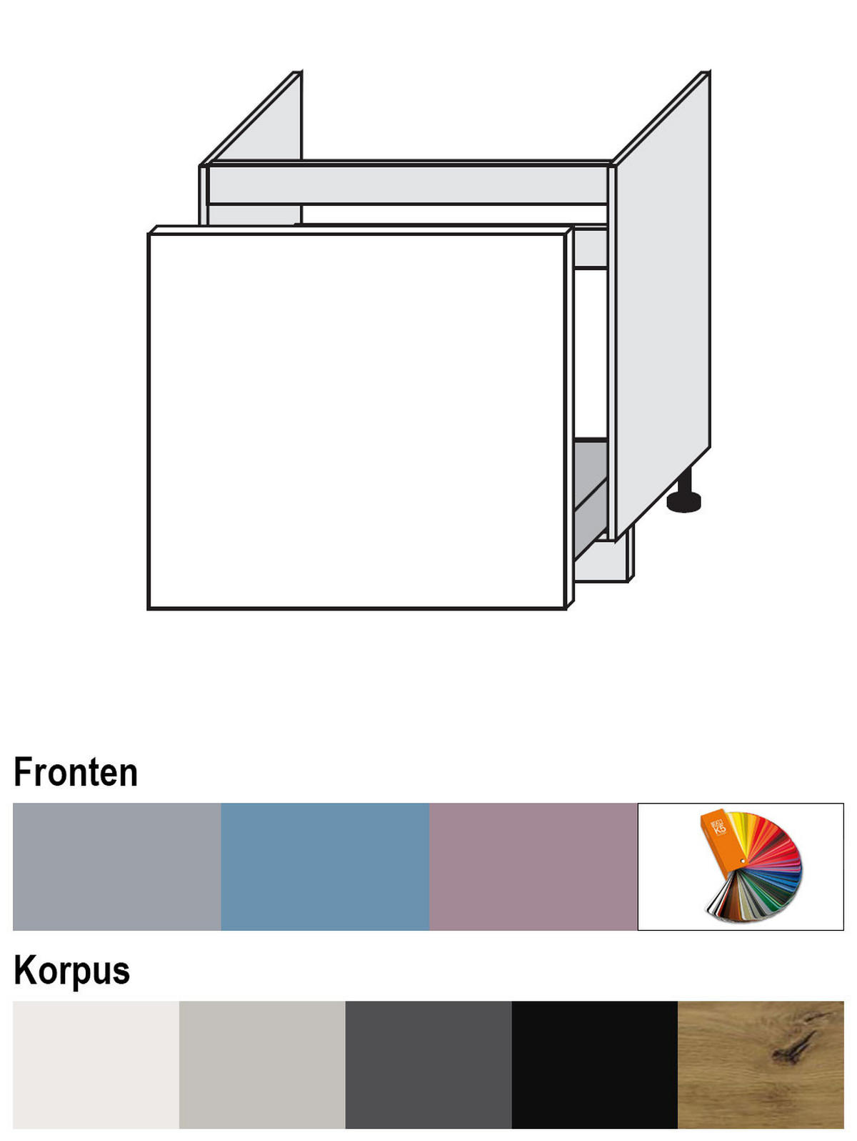 SPÜLENUNTERSCHRANK Bari D1Z/80 Eiche Artisan / RAL 5024 pastellblau 80 / 50 / 82cm Blum Teilauszug - Blau/Eiche Artisan, Holz/Holzwerkstoff (80/82/50cm) - Feldmann-Wohnen