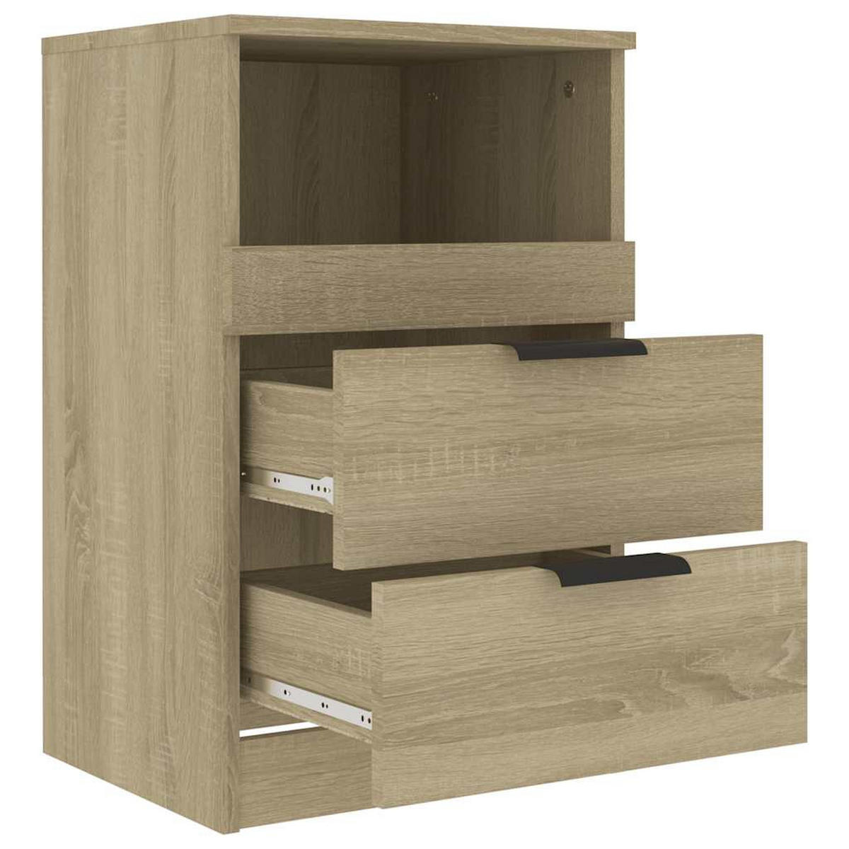 NACHTTISCH 2-teilig mit 2 Schubladen 40/36/65 cm aus Holzwerkstoff in Sonoma-Eiche Dekor - Beige/Schwarz, Holz/Holzwerkstoff (40/65/36cm) - vidaXL
