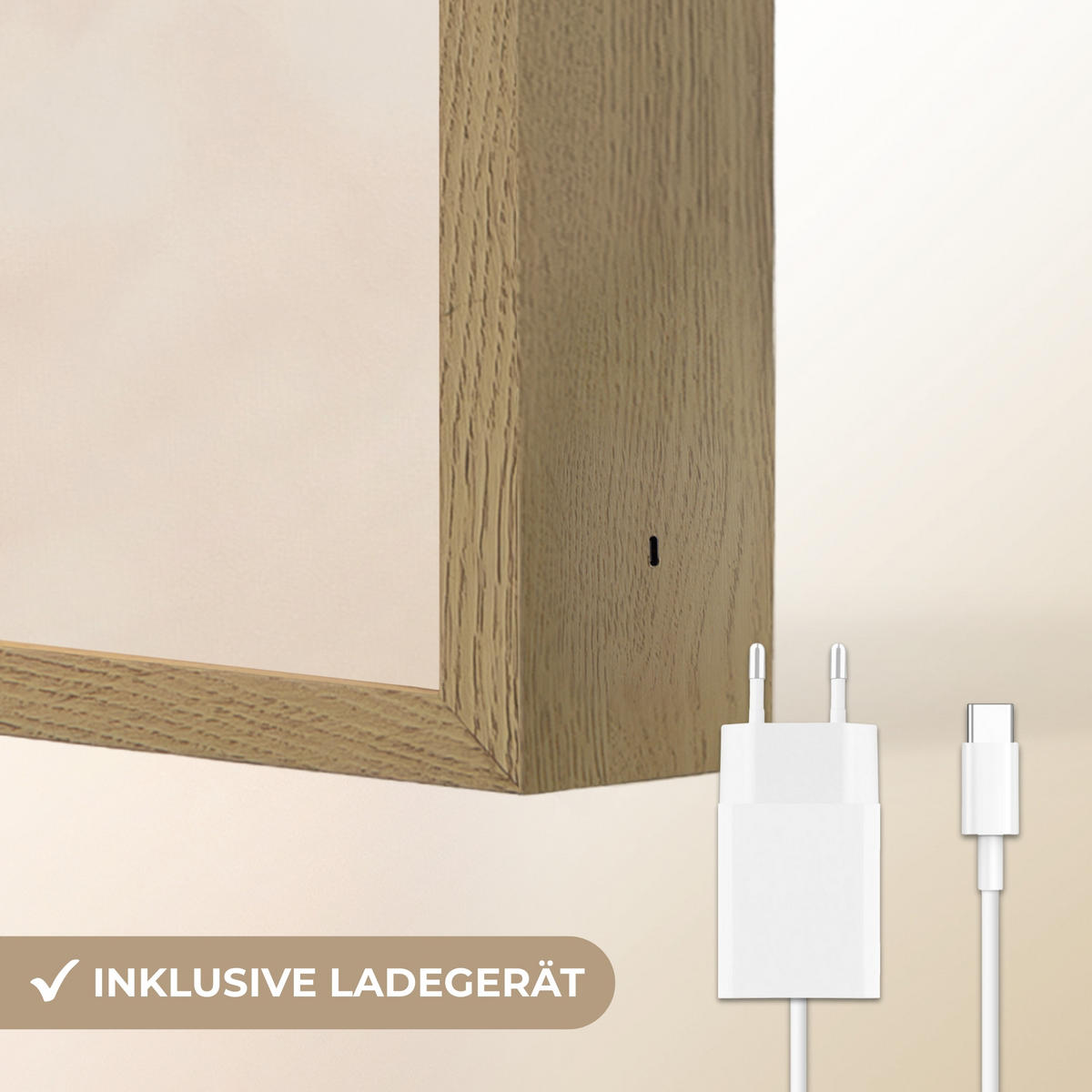 NÁSTĚNNÁ LAMPA S AKUMULÁTOREM Symetrický ohyb - měděná barva 60x40 cm - béžová, kompozitní dřevo (60/40/8cm) - OnlyWow